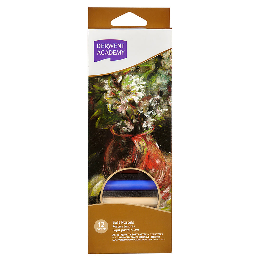 Derwent Academy Assorted Colour 10mm Soft Pastels Crayon Colouring/Painting (12 Pieces)
