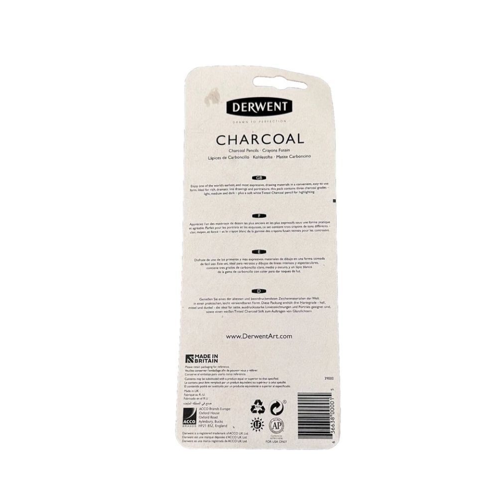 Derwent Art/Craft Charcoal Sketching Pencil White/Light/Medium/Dark Set (4 Pieces) — image 3