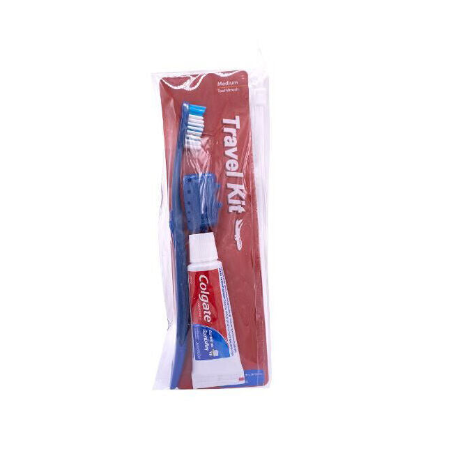 Colgate Toothpaste Toothbrush w/ Cap Travel Kit Pouch Dental Oral Care (3 Pieces)
