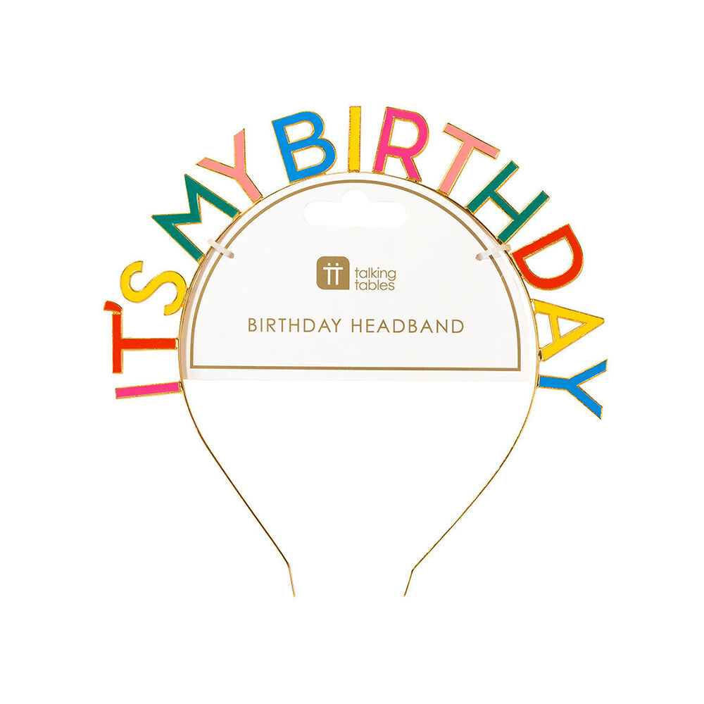 Talking Tables Rainbow Party Decoration It's My Birthday Headband Alloy