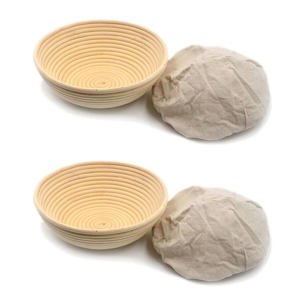 Brunswick Bakers Round Rattan 20cm Bread Banneton w/ Lining Sourdough Basket (2 Pack)
