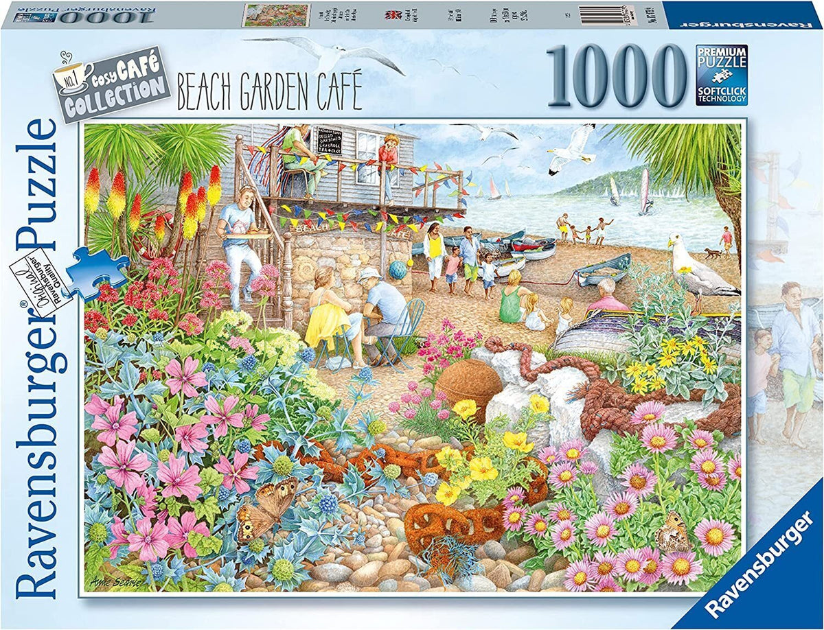 Ravensburger Beach Garden Cafe Theme Family Jigsaw Puzzle Set (1000 Pieces)