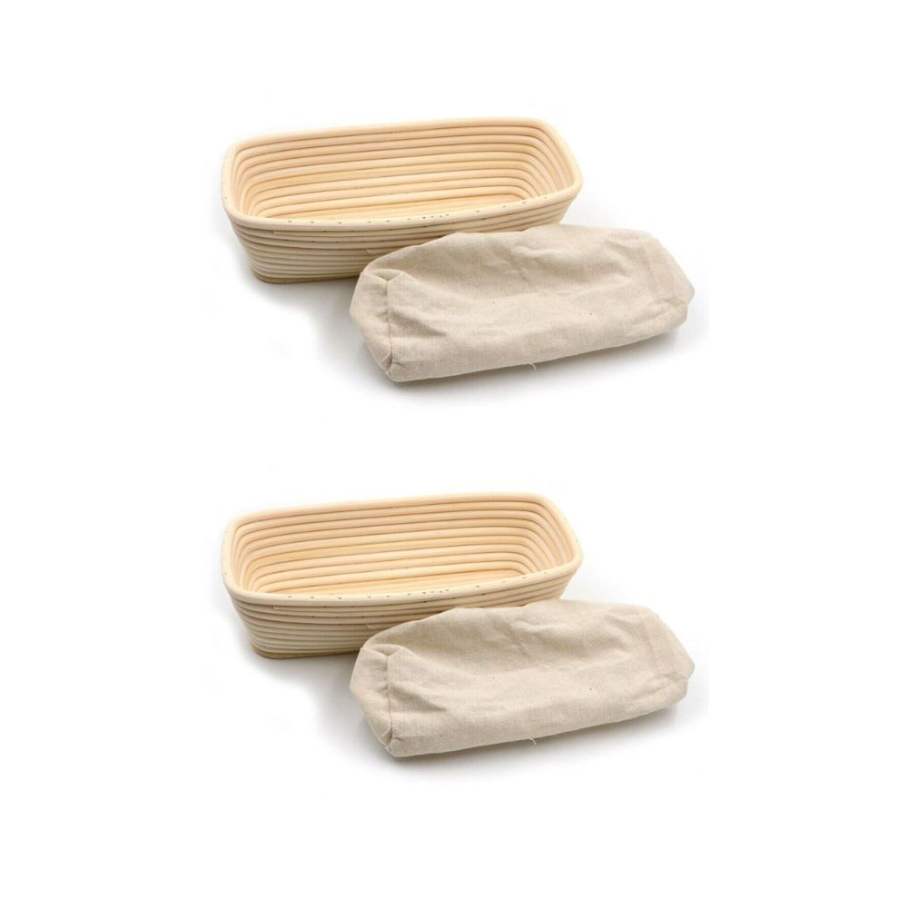 Brunswick Bakers Rectangle Rattan 32cm Bread Banneton w/ Lining (2 Pack)