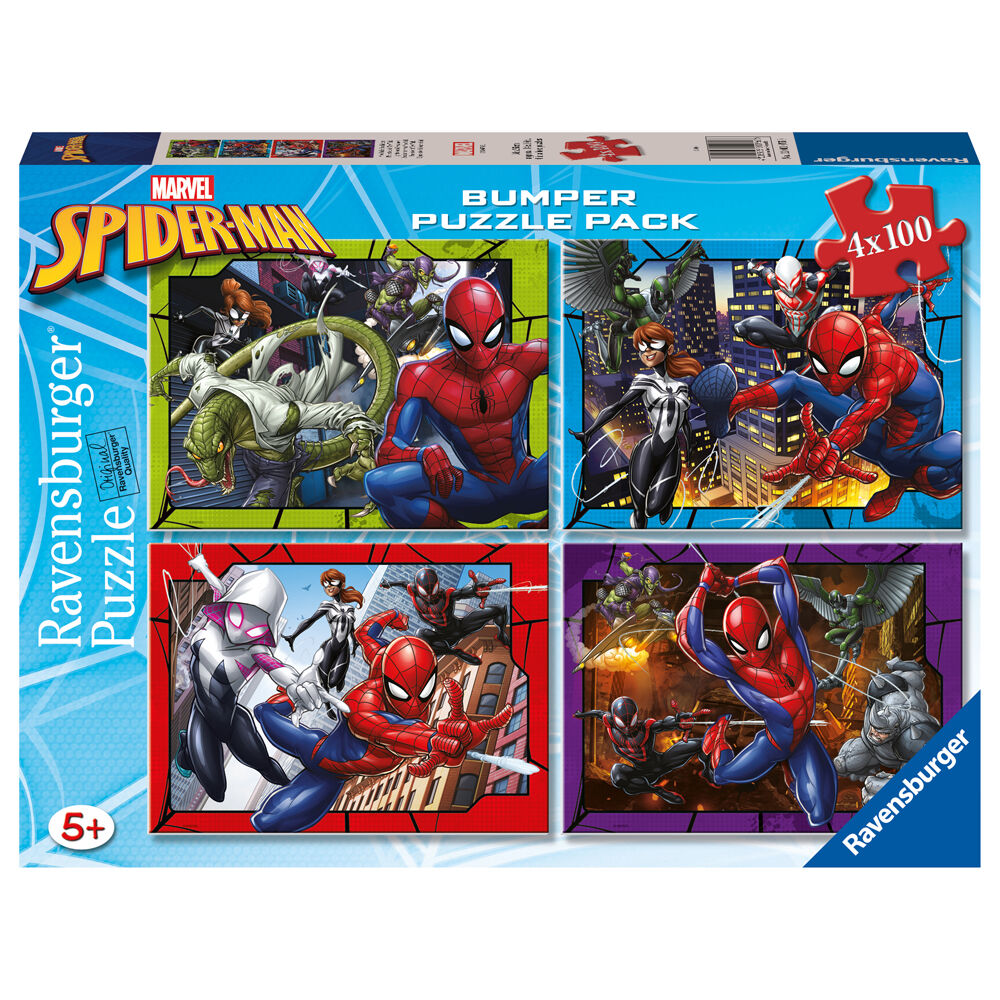 Ravensburger Spider-Man Bumper 4-Jigsaw Floor Puzzle Pack Kids/Children 5y+