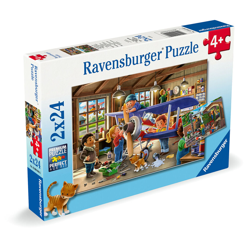 Ravensburger 2x24pc Ravensburger Planes & Trains Wooden Kids Toy Jigsaw Puzzle 3y+ — image 2