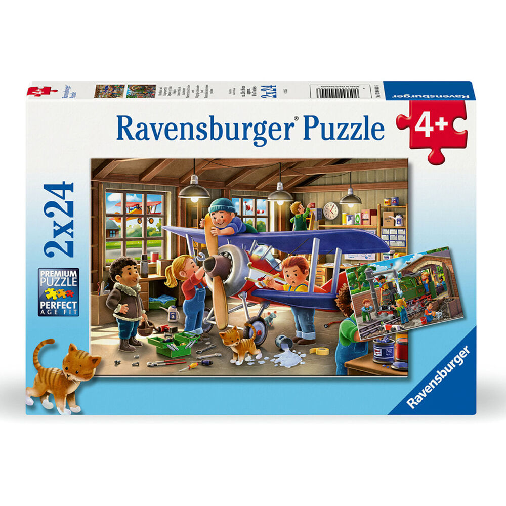 Ravensburger 2x24pc Ravensburger Planes & Trains Wooden Kids Toy Jigsaw Puzzle 3y+