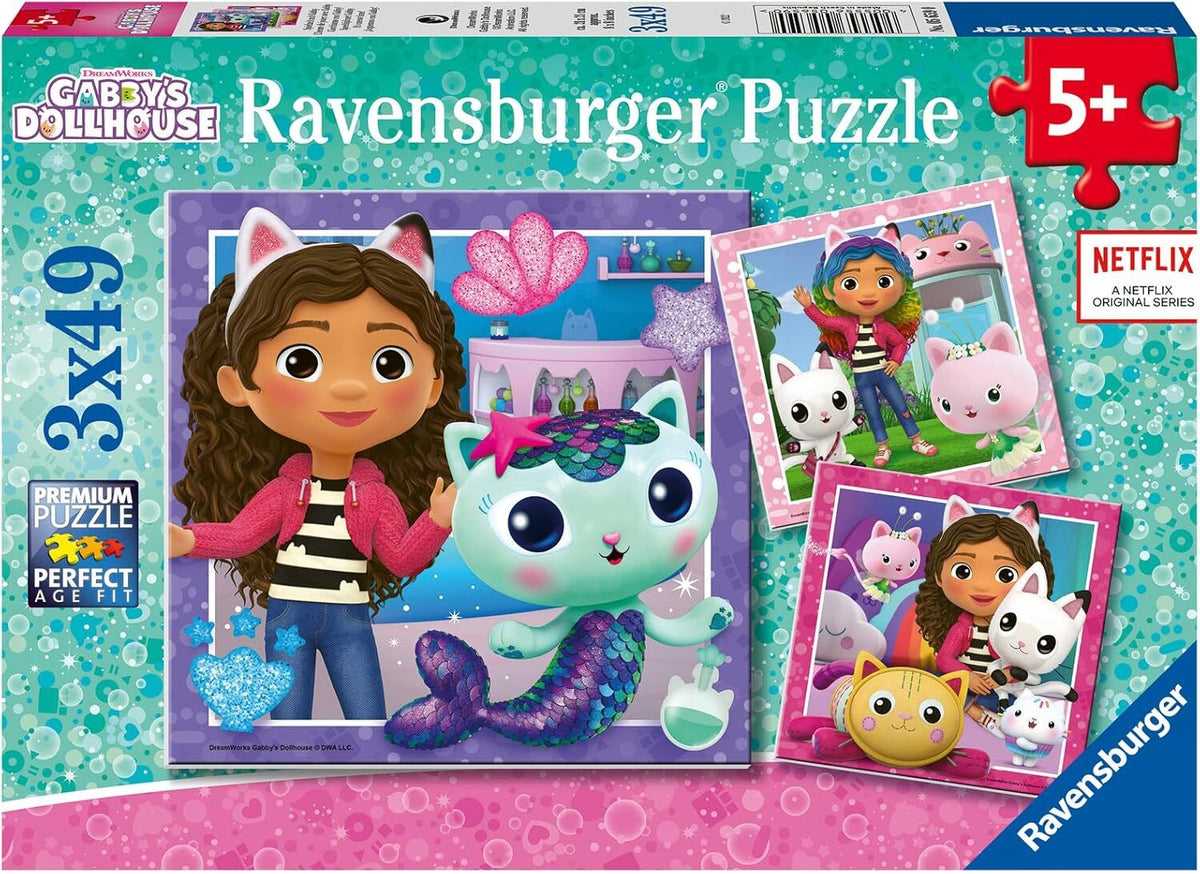 Ravensburger 3x49pc Ravensburger Gabby's Dollhouse It's Meow Time! Kids Jigsaw Puzzle Set 5y+