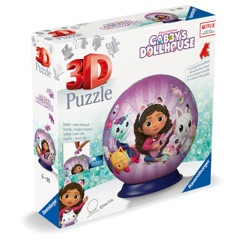 Ravensburger 3D Puzzle Ball Gabby's Dollhouse Jigsaw Game 13x13cm 6y+ (72 Pieces) — image 4