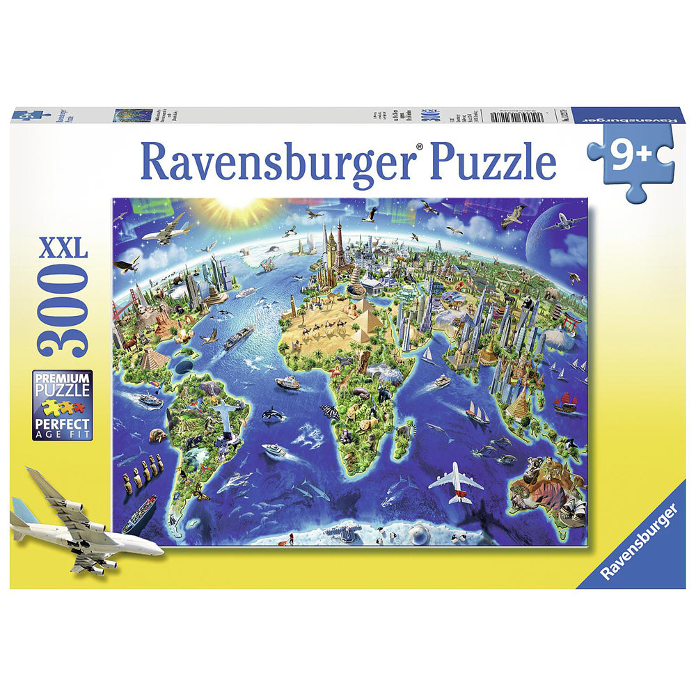 Ravensburger World Landmarks Map Kids/Childrens Jigsaw Puzzle Set 9y+ (300 Pieces)