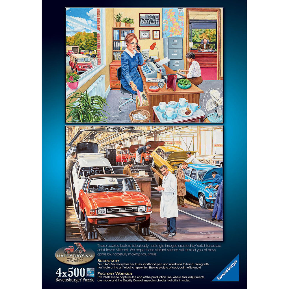 Ravensburger 4x500pc Ravensburger Happy Days No6 Work Day Memories Jigsaw Puzzle 49x36cm — image 3