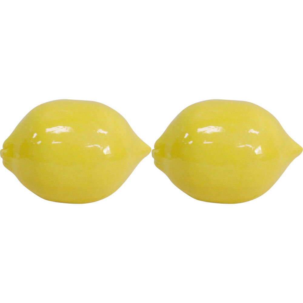 LVD Ceramic Lemon Sculpture Home/Lounge Tabletop Decor Large 13cm Yellow (2 Pack)