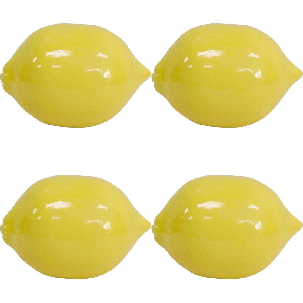 LVD Ceramic Lemon Sculpture Home/Lounge Tabletop Decor Large 13cm Yellow (4 Pack)