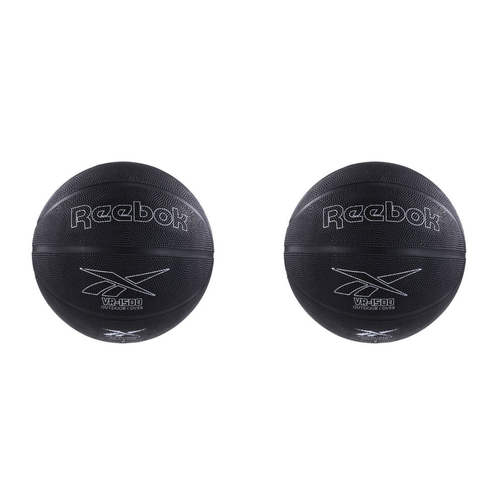 Reebok VR-1500 Durable Outdoor Recreational Basketball Size 7 Black (2 Pack)