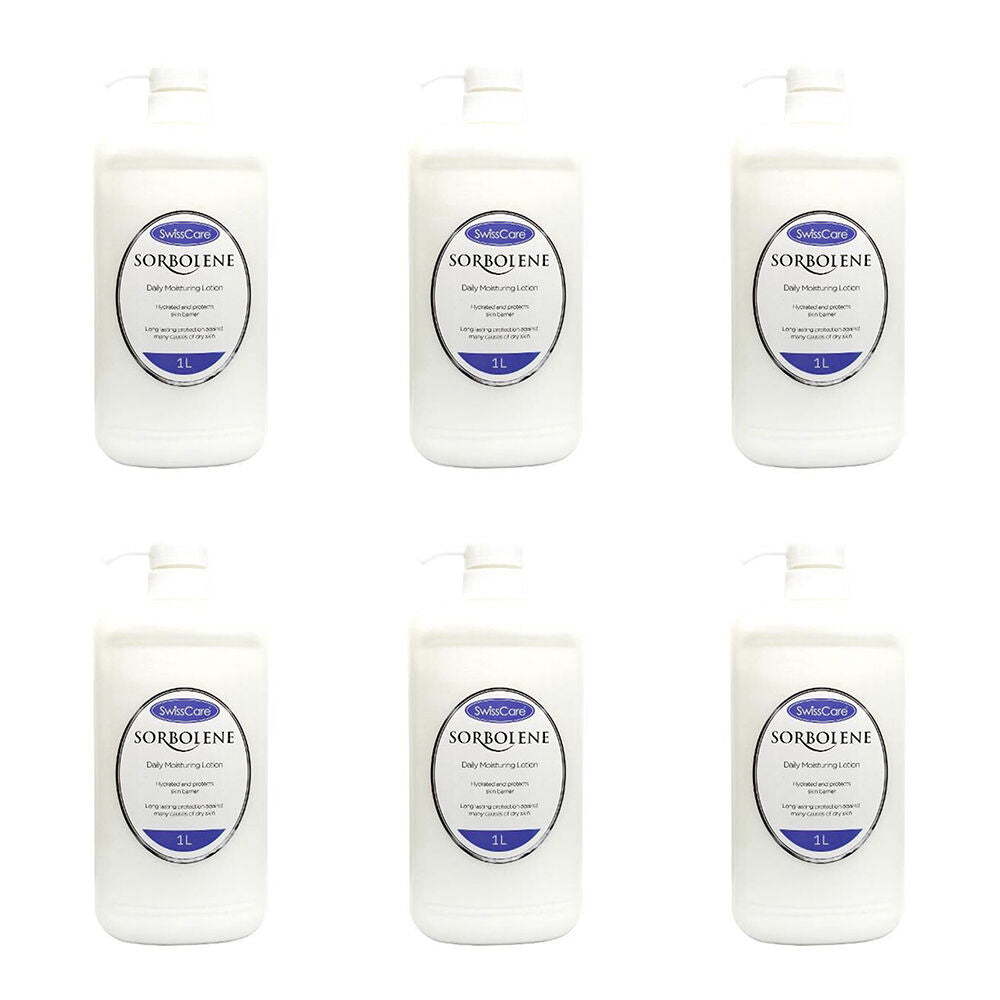 Swisscare Sorbolene Daily Moisturising & Hydrating Lotion For Dry Skin 1L (6 Pack)