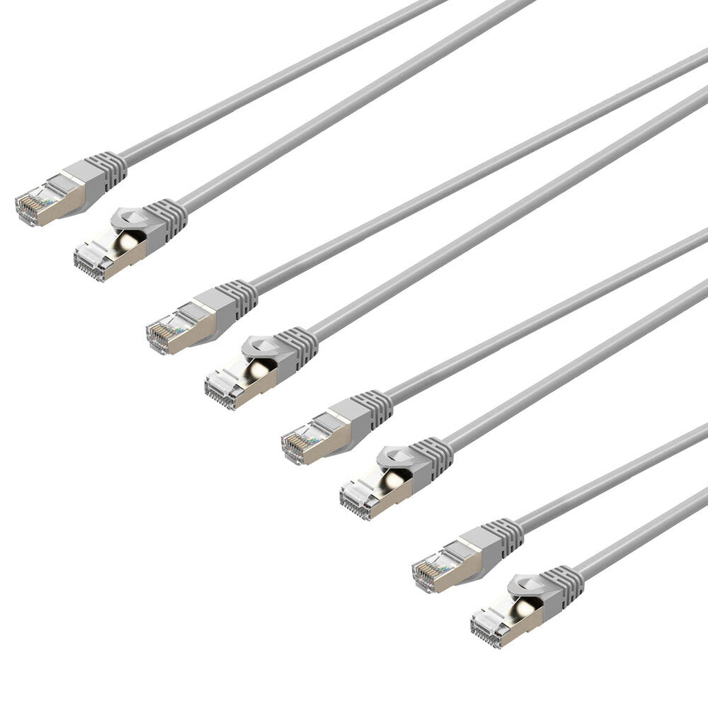 Cruxtec 30cm Cat7 10GbE Sf/ftp Triple Shielding Ethernet Cable - White (4 Pack)