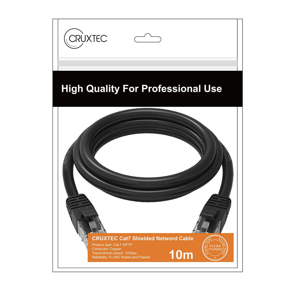 Cruxtec 10m Cat7 RJ45 10GbE Sf/ftp Triple Shielding Ethernet Network Cable Black — image 5