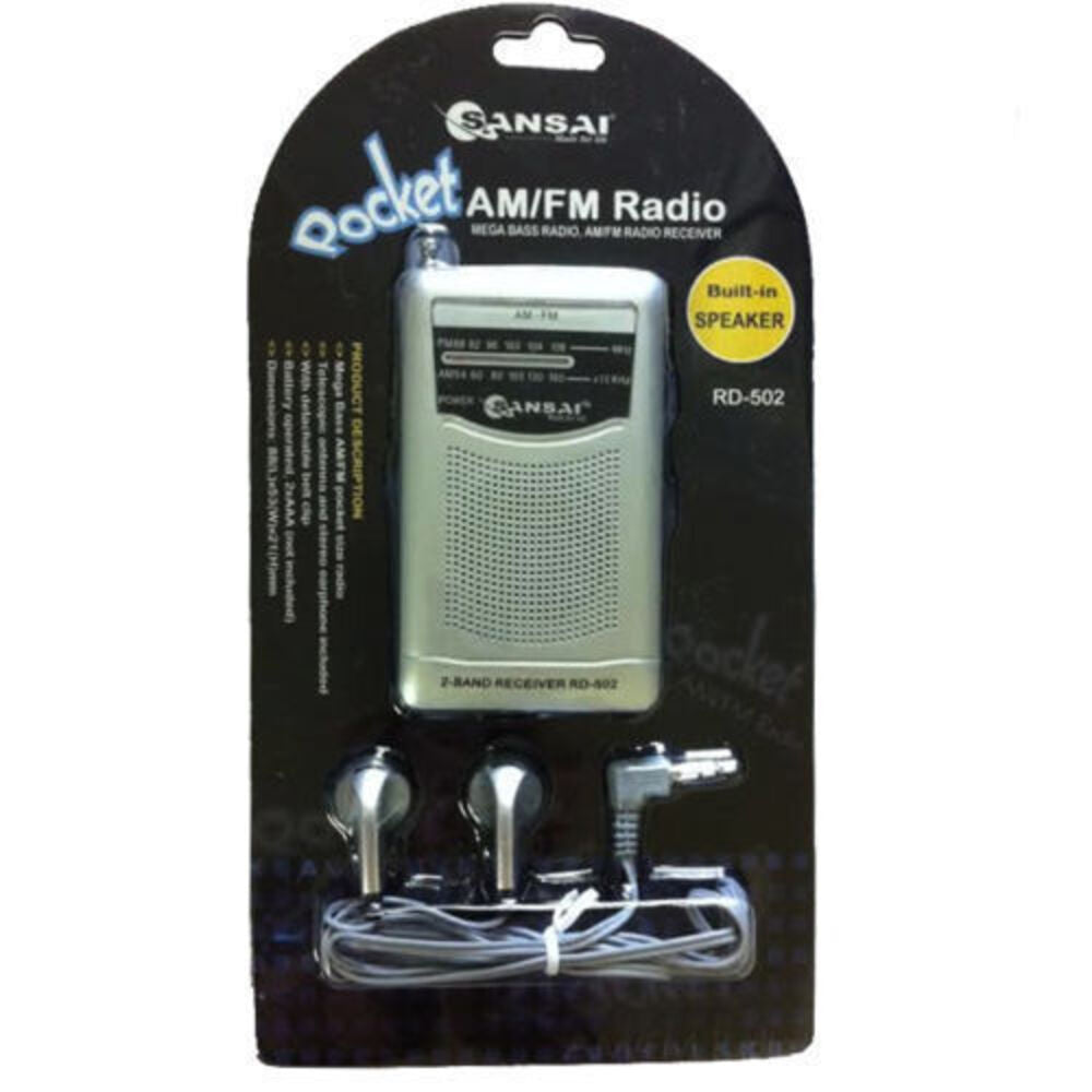 Sansai Portable Pocket AM FM Radio Speaker/Telescopic/Antenna/earphone plug jack 3.5mm