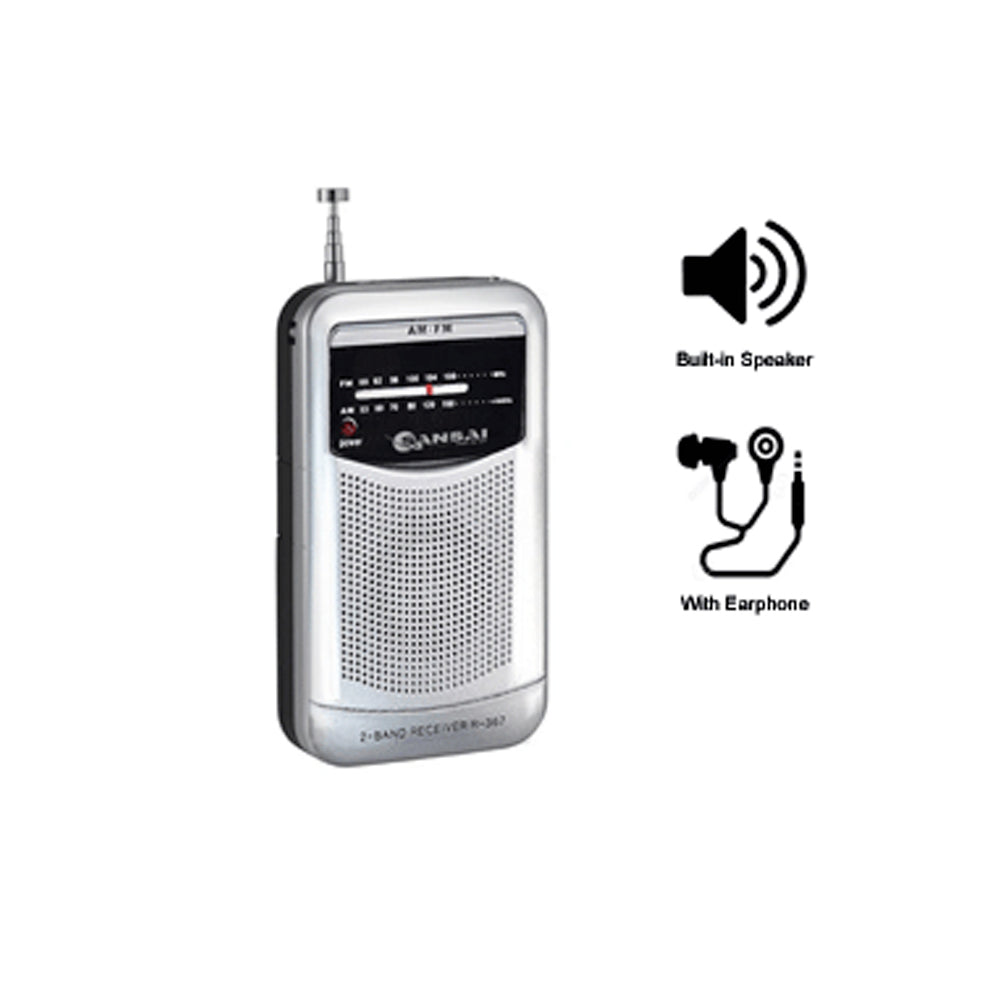 Sansai Portable Pocket AM FM Radio Speaker/Telescopic/Antenna/earphone plug jack 3.5mm — image 3