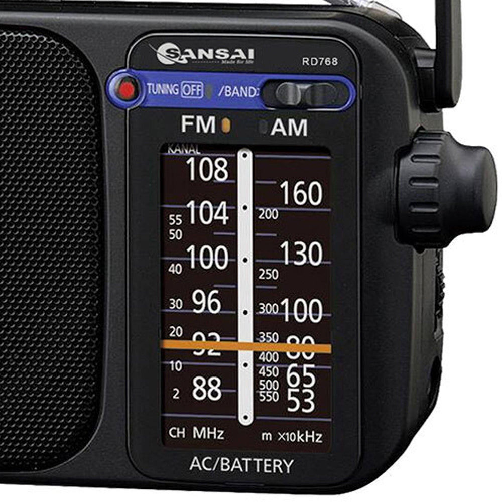 Sansai Am/Fm Black Portable Radio Speaker/Earphone Plug Jack/On Battery/Power Ac/Dc — image 2