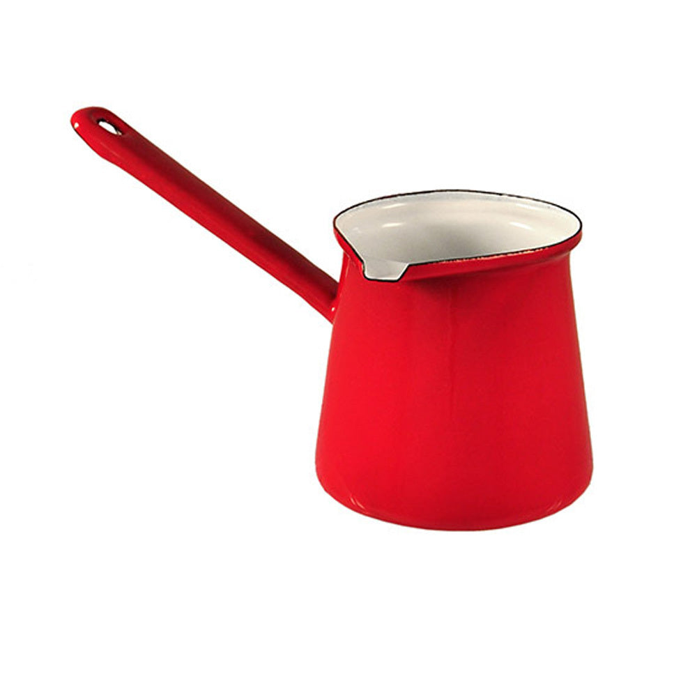 Urban Style Enamelware Urban Style 250ml Enamelware Turkish 5 Coffee Pot Chai Latte Warmer w/Handle Red — image 3