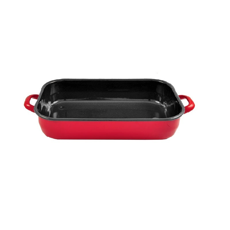 Urban Style 32cm Enamel Baking Dish Rectangle Roasting Tray Oven Bakeware — Red