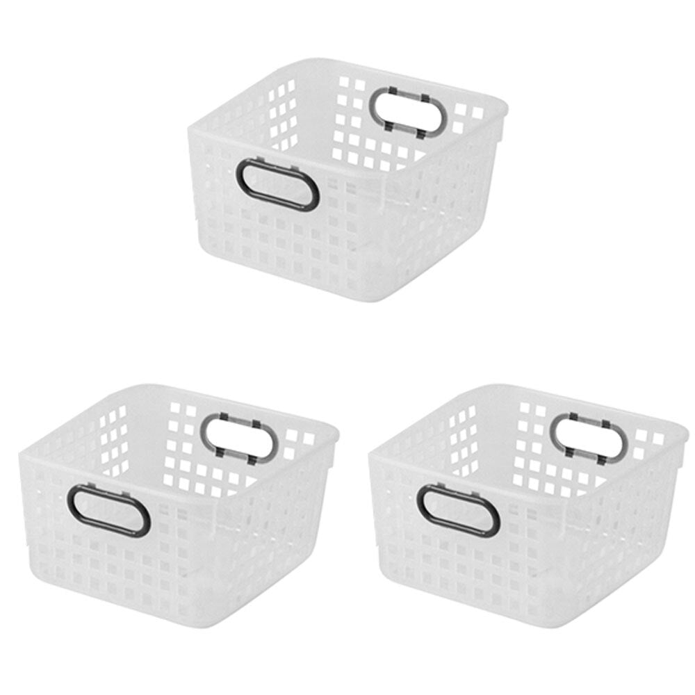 Homeleisure Square Basket W/Handles Clear Laundry Cleaning (3 Pack)