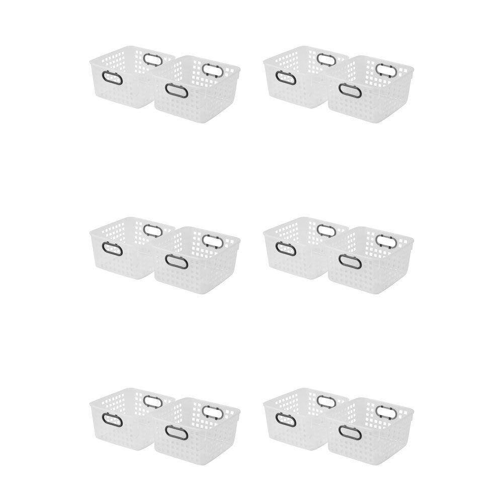 Homeleisure Square Basket W/Handles Clear Laundry Cleaning (6 Pack)