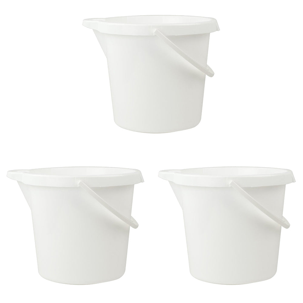 Homeleisure Bucket W/Lip 11L White Kitchen Cooking (3 Pack)
