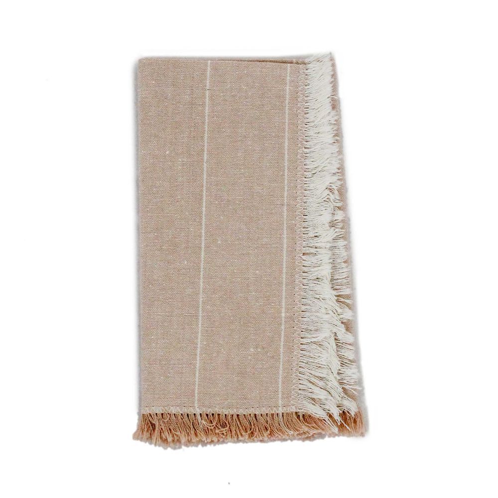 Belle Wild Stripe Chambray Napkin Cloth Set 40x40cm Reusable Square Almond (4 Pieces) — image 2