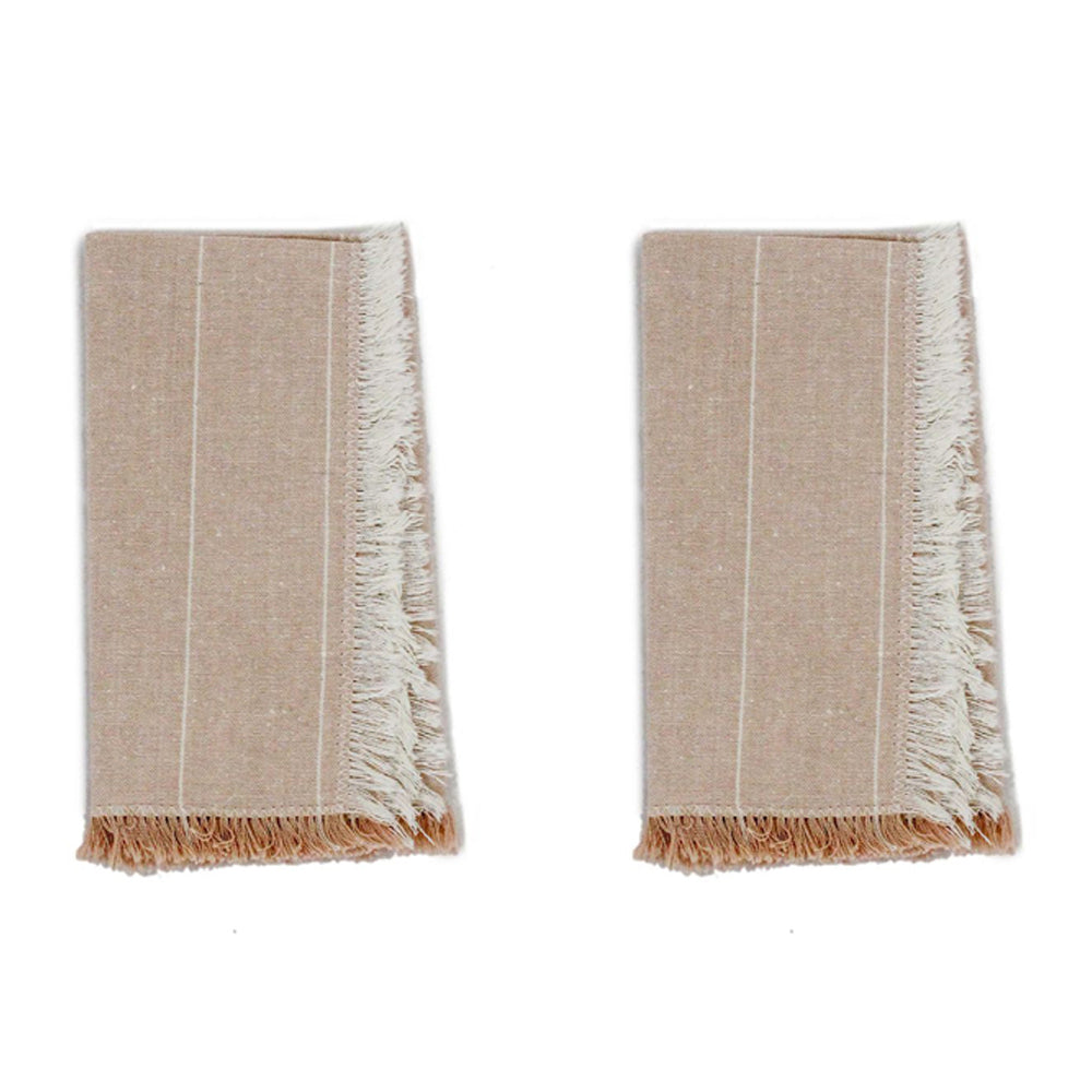 Belle 4pc Belle Wild Stripe Chambray Napkin Cloth Set 40x40cm Reusable Square Almnd (2 Pack)