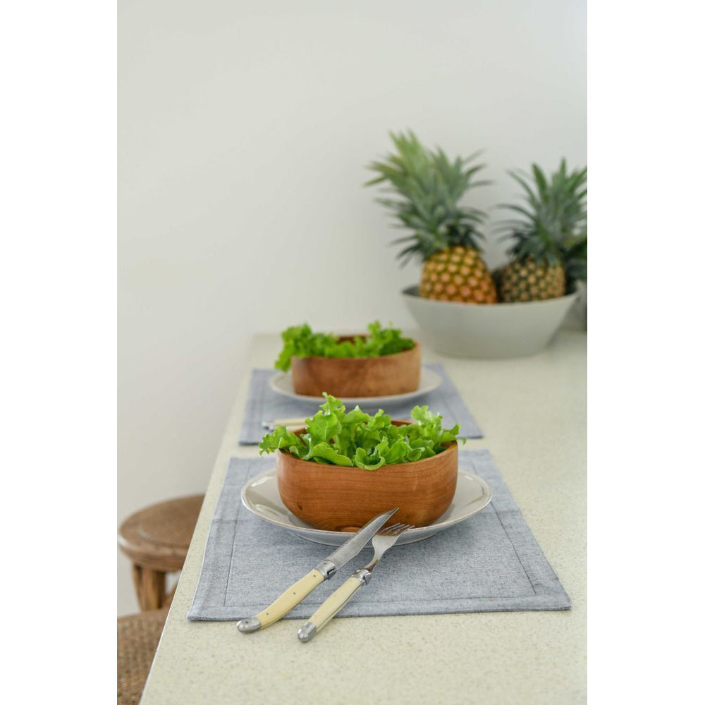 Belle Chambray Cotton Placemat Set 48x33cm Rect Table Protector Mat Navy (4 Pieces) — image 2