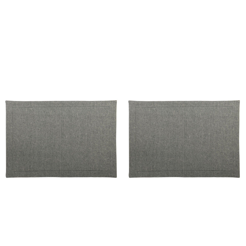 Belle 4pc Belle Chambray Cotton Placemat Set 48x33cm Rect Table Protector Mat Navy (2 Pack)