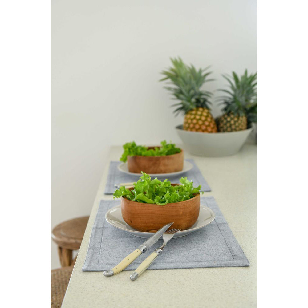 Belle 4pc Belle Chambray Cotton Placemat Set 48x33cm Rect Table Protector Mat Navy (2 Pack) — image 3