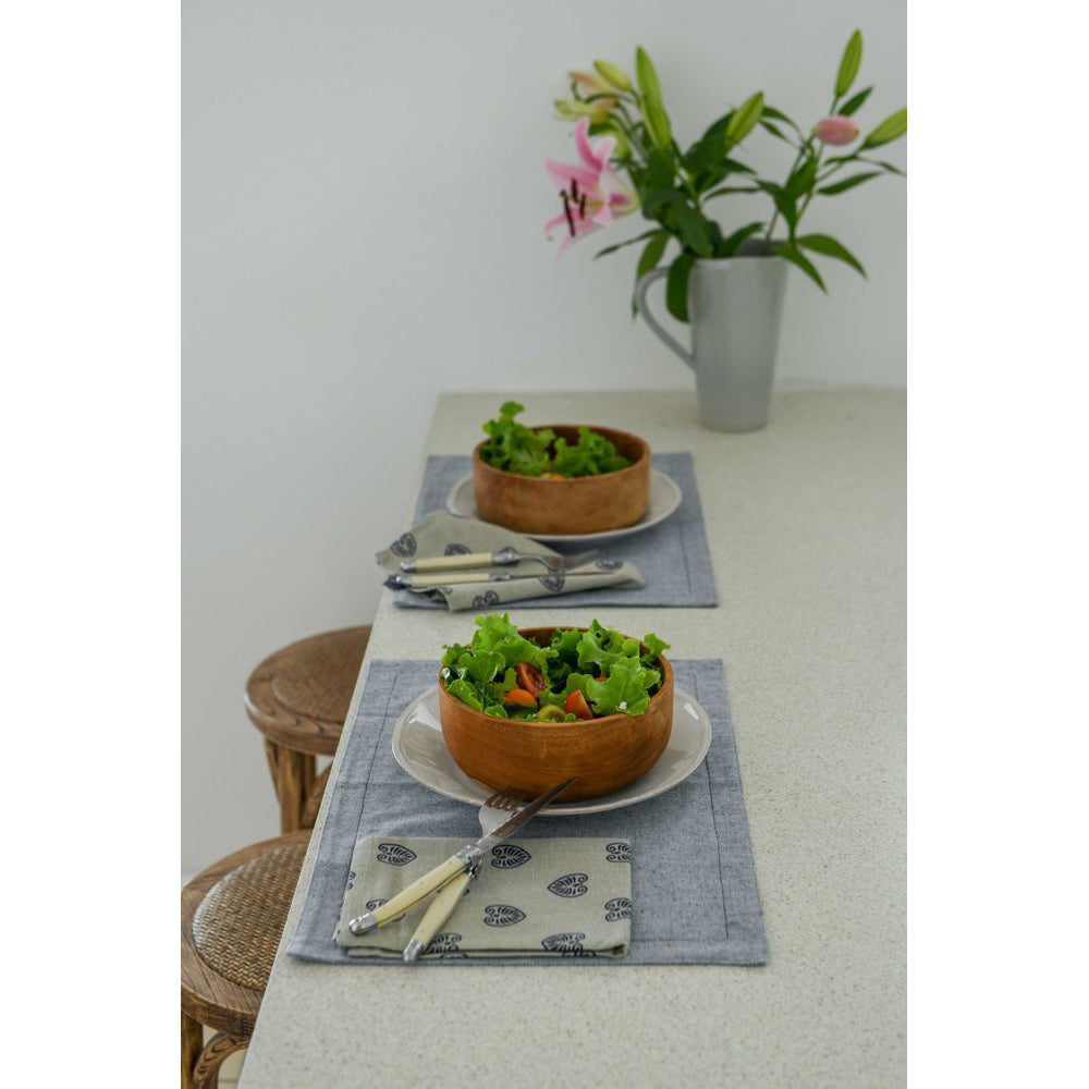 Belle 4pc Belle Chambray Cotton Placemat Set 48x33cm Rect Table Protector Mat Navy (2 Pack) — image 4