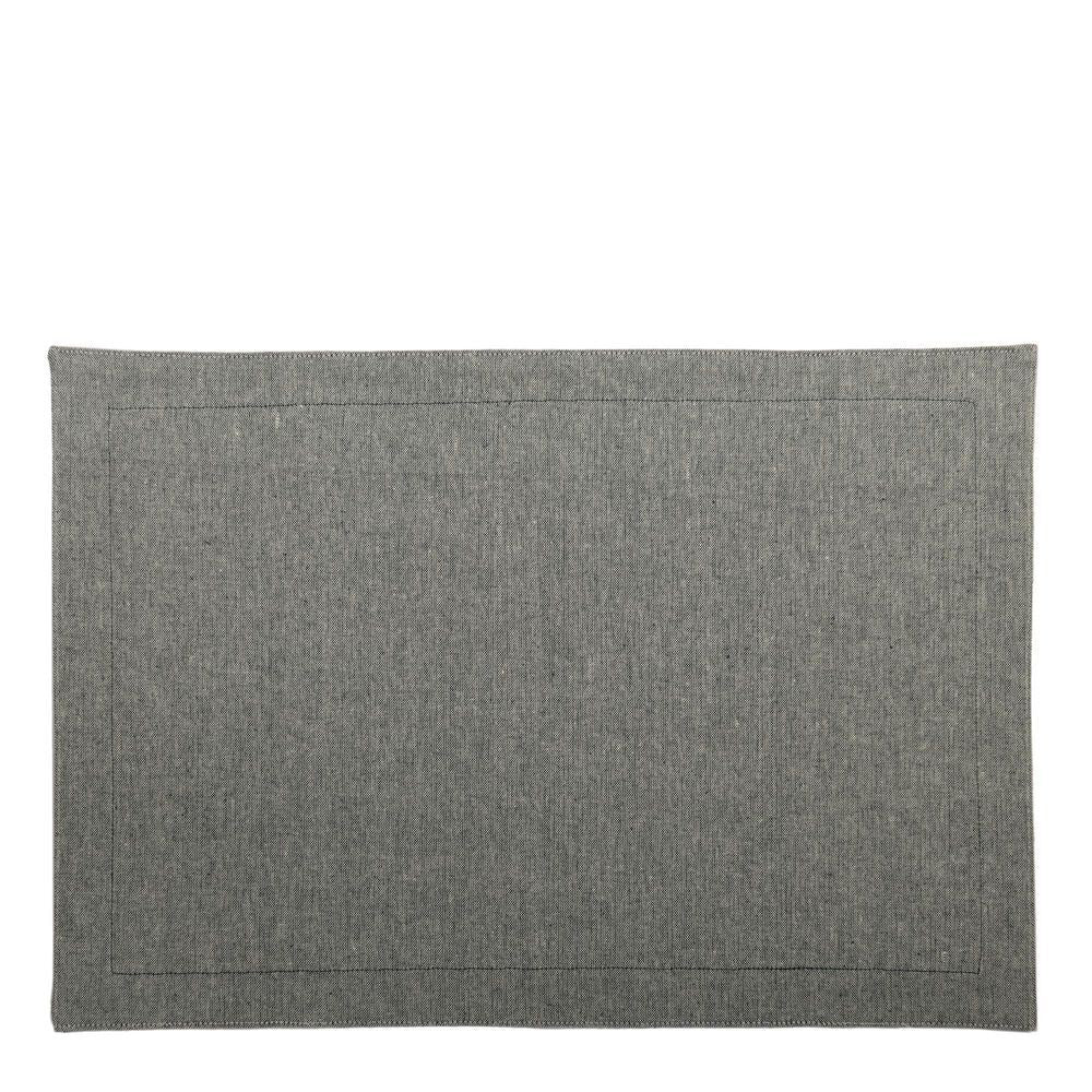 Belle Chambray Cotton Placemat Set 48x33cm Rect Table Protector Mat Navy (4 Pieces)