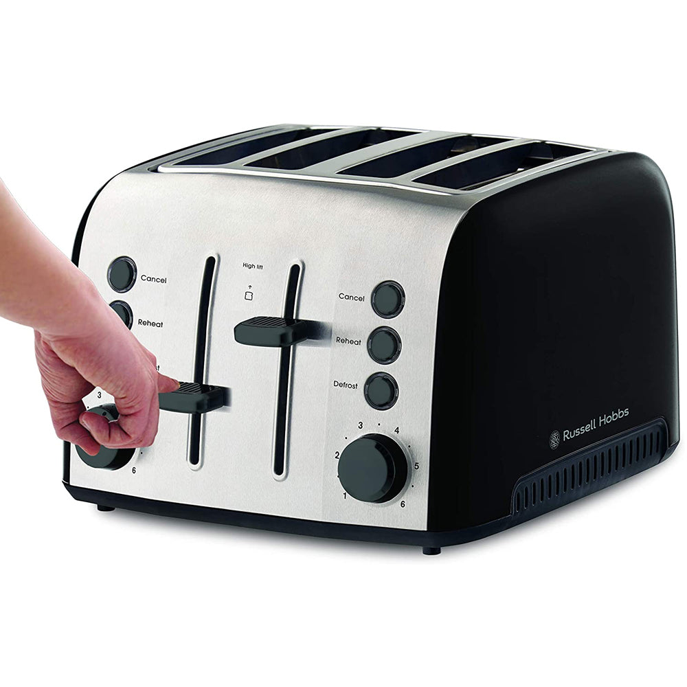 Russell Hobbs RHT94BLK Brooklyn 4-Slice Bread Slot Sandwich Toaster 1950W Black — image 3