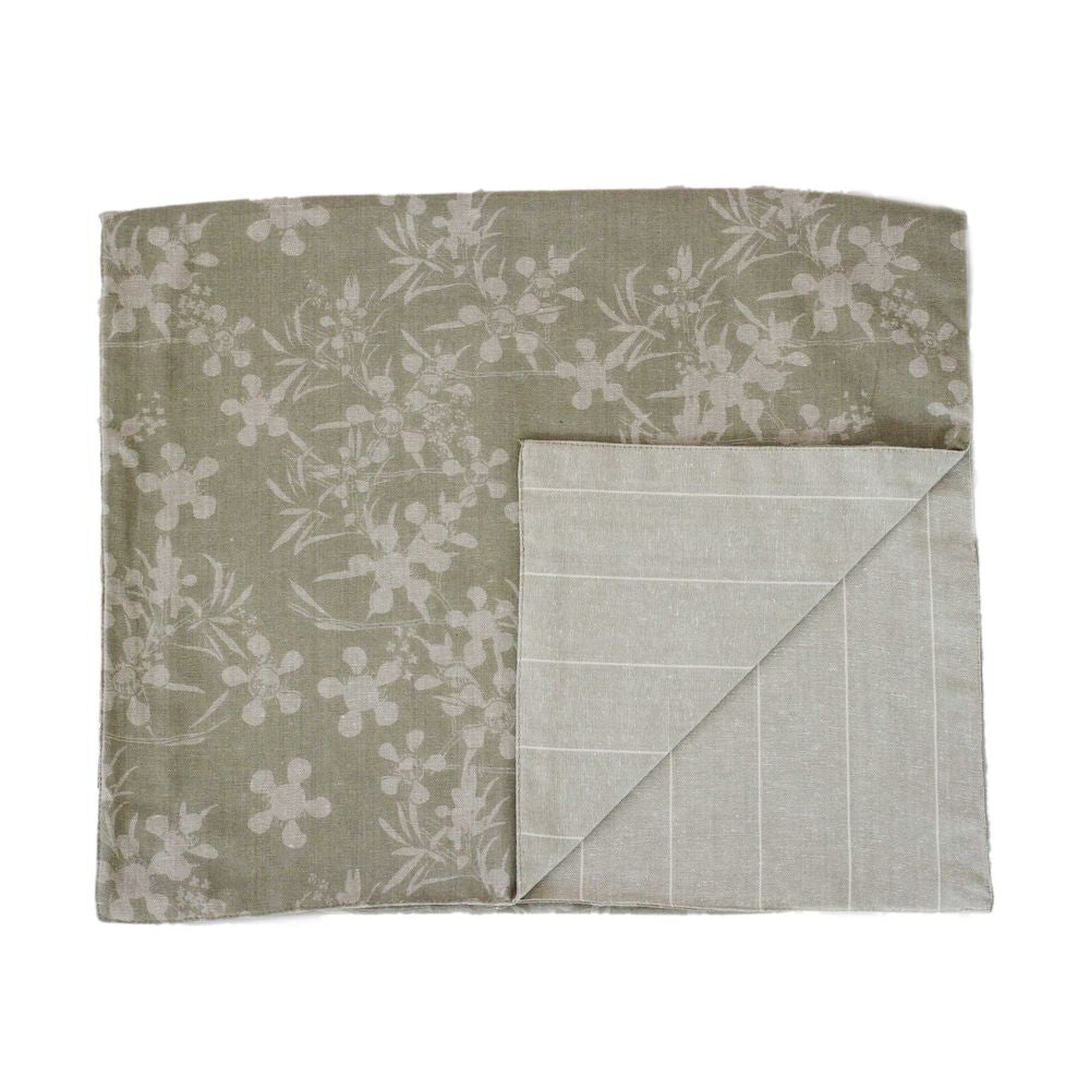 Belle Myrtle Chambray Table Runner 150x45cm Rectangle Kitchen/Dining Decor Sage