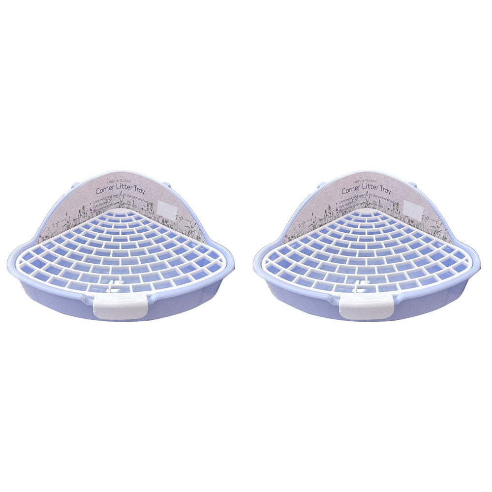 Nature Island Corner 25x20cm w/Clips Cat/Dog Poop Pet Litter Tray Small Blue (2 Pack)