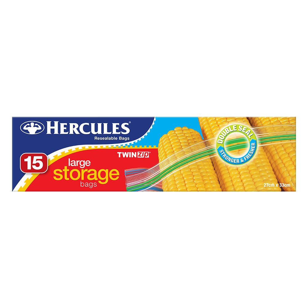 Hercules Twin Zip Storage Seal Bags Resealable Double Zipper Food Bag (15 Pieces) — image 2