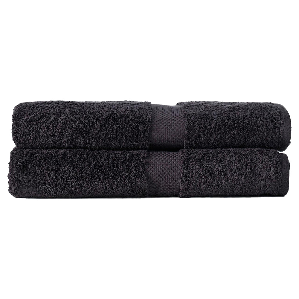 Canningvale 2pc Royal Splendour Bath Sheet Set Luxury Towels 100 Cotton Large Sheets 90x160cm — Black