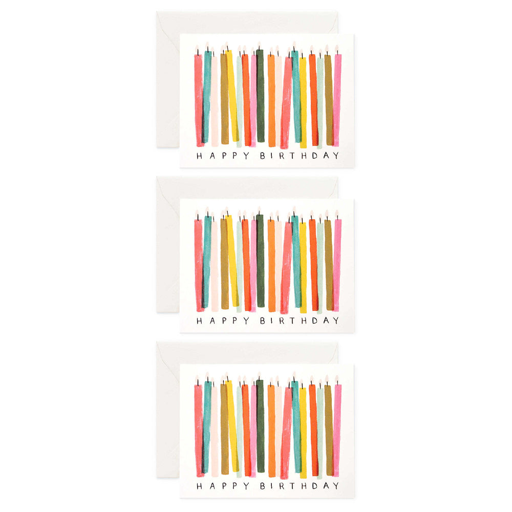 Rifle Paper CO Single Card w/ Envelope Birthday Candle 10.7x14cm (3 Pack)