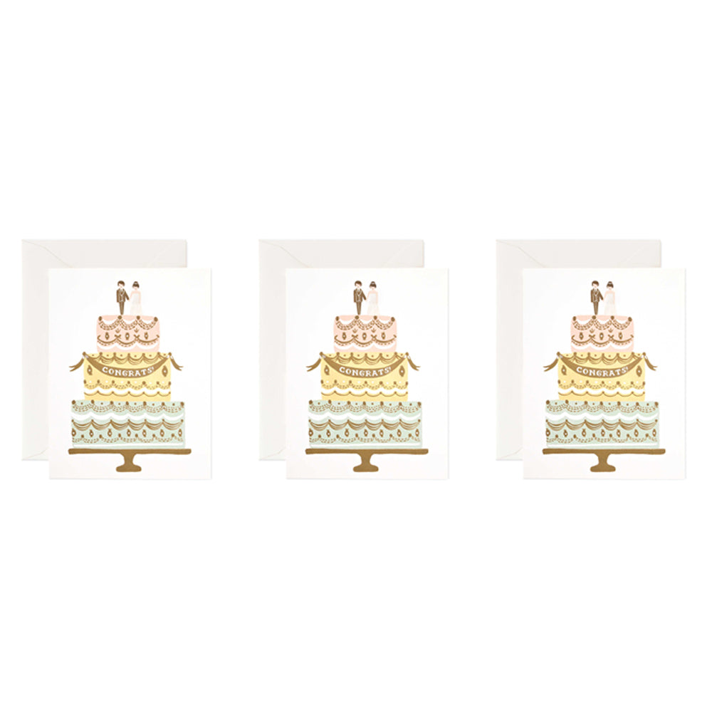 Rifle Paper CO 14cm Blank Single Greeting Card w/ Envelope Congrats Wedding Cake (3 Pack)