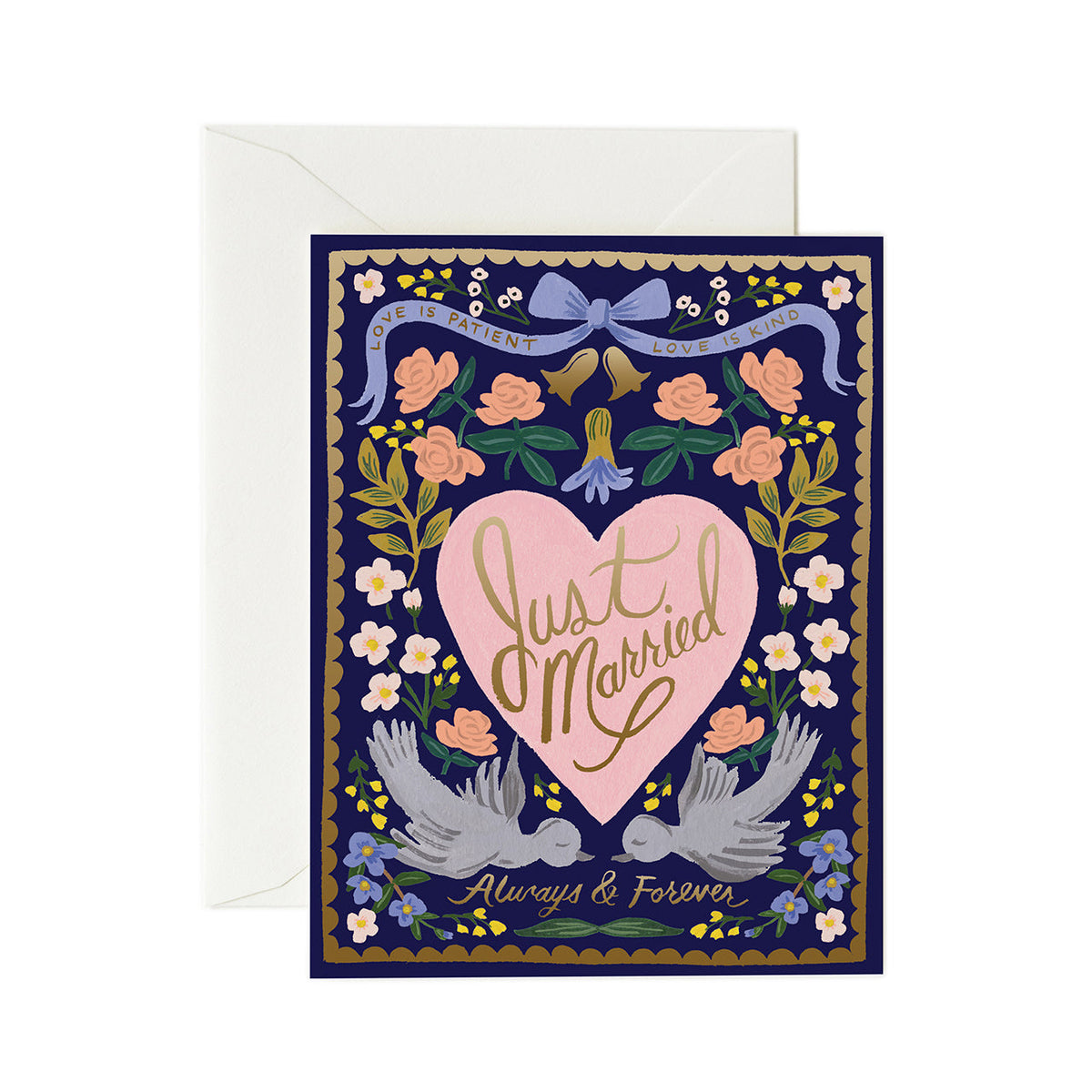Rifle Paper CO 11x14cm Just Married Single Greeting Card w/ Envelope Love Birds