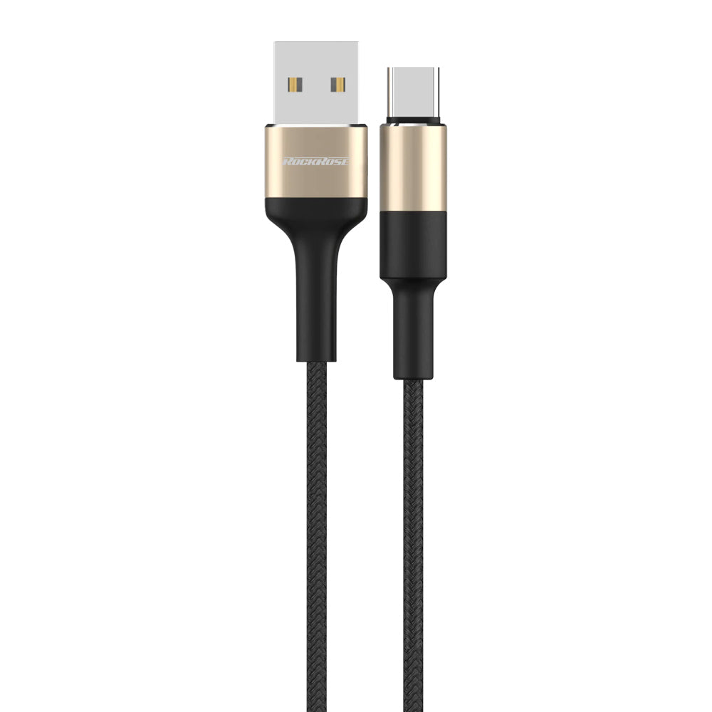 Rockrose Acacia AC 1m 2.4A Nylon Braided USB-A to USB-C Charging/Sync Cable