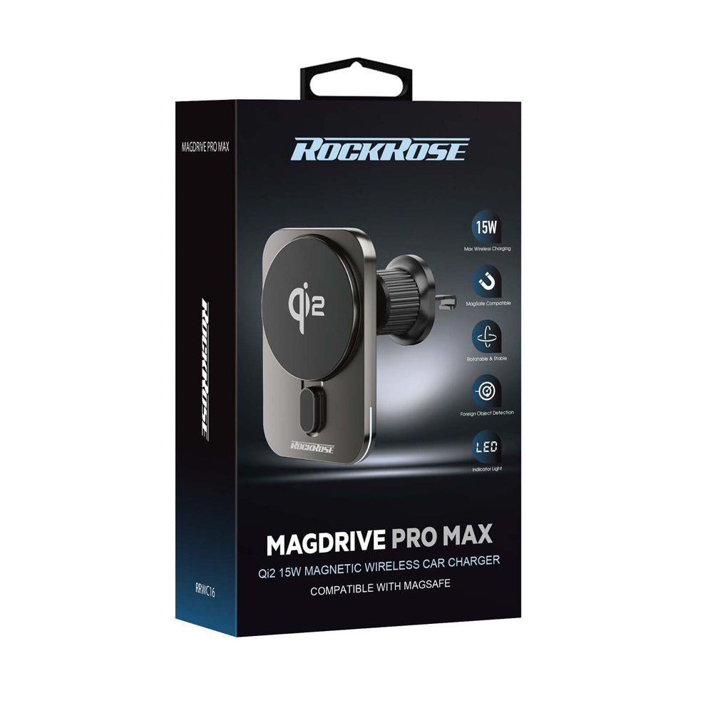 Rockrose Magdrive Pro Max Qi2 Magnetic Wireless Car Charger w/ Air Vent Stand — image 2