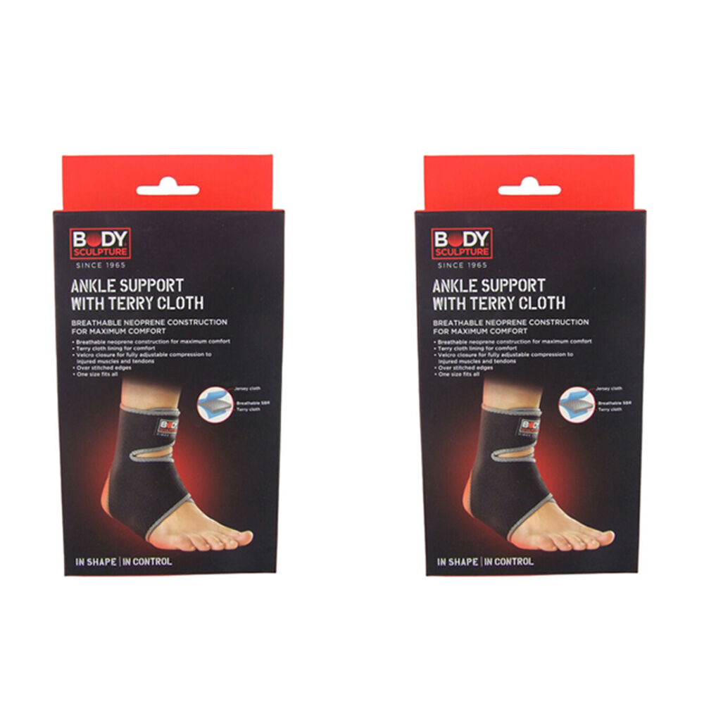 Body Sculpture Breathable Ankle Support Wrap Compression Protector Neoprene (2 Pack)