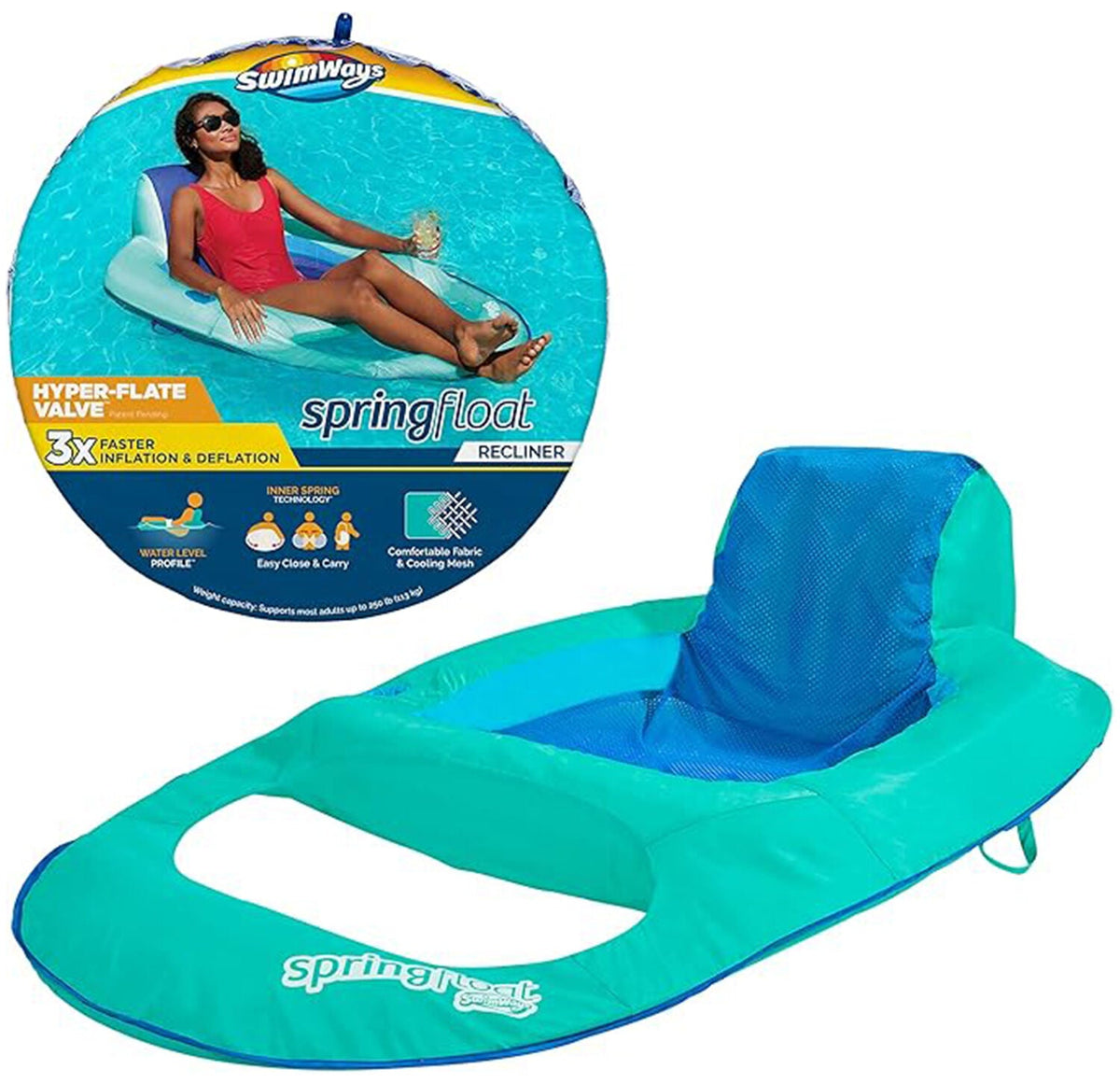 Swimways Spring Float Recliner Inflatable Swimming Pool Lounger Assorted — image 2