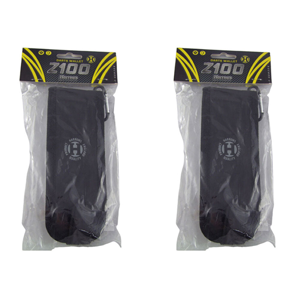 Harrows Z100 Darts Wallet Case Secure Storage Pocket 17x6.5cm Black (2 Pack)