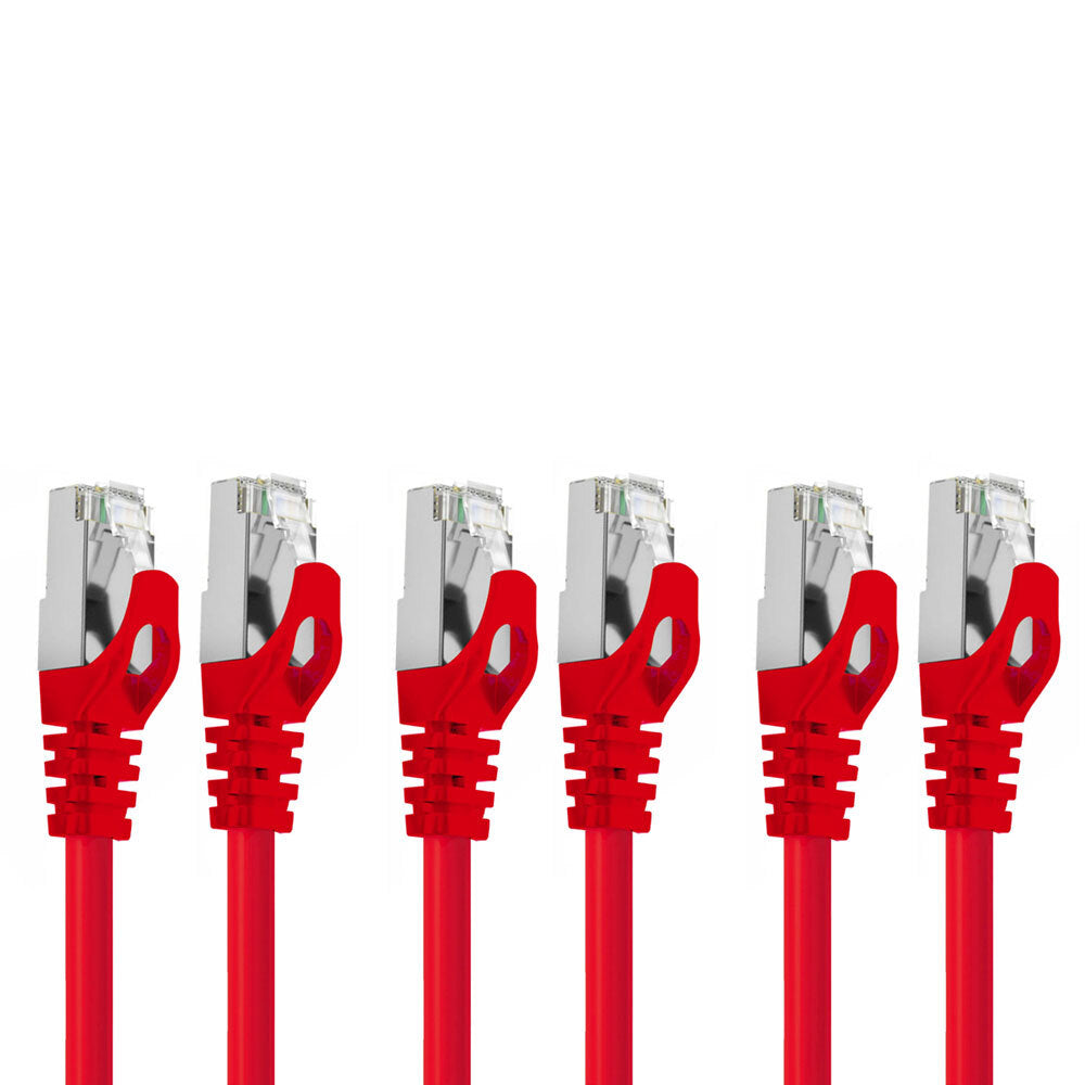 Cruxtec RJ45 LAN CAT7 10GbE Sf/ftp 30cm Triple Shielding Ethernet Cable Red (3 Pack)