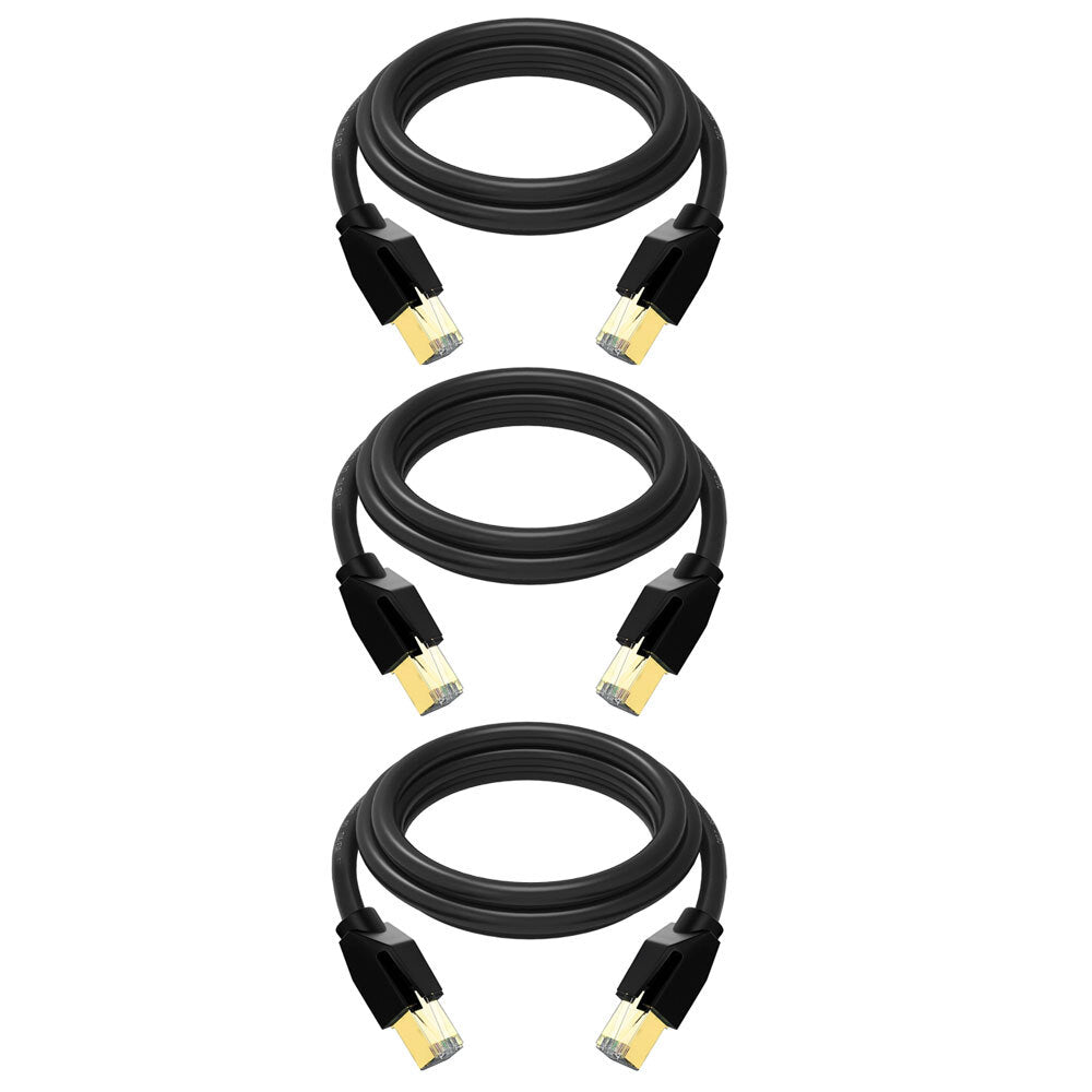 Cruxtec RJ45 LAN CAT8 Sf/ftp 40Gb 30cm Triple Shielding Ethernet Cable Black (3 Pack)